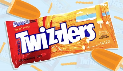 twizzlers orange 311g twists filled pop cream